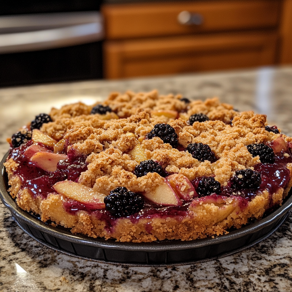 Apple Blackberry Crumble Cake