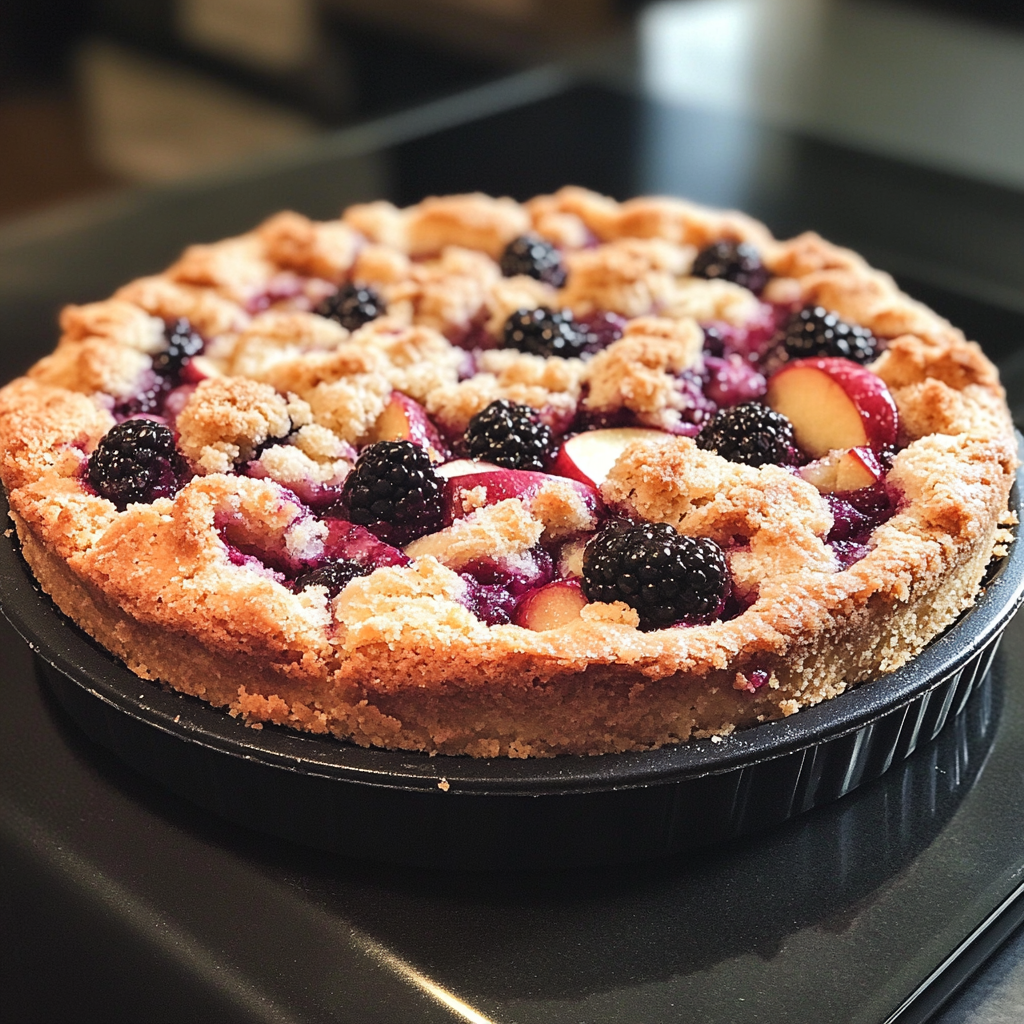 Apple Blackberry Crumble Cake