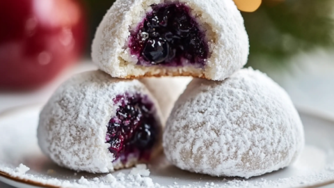 Blueberry Almond Snowball Cookies
