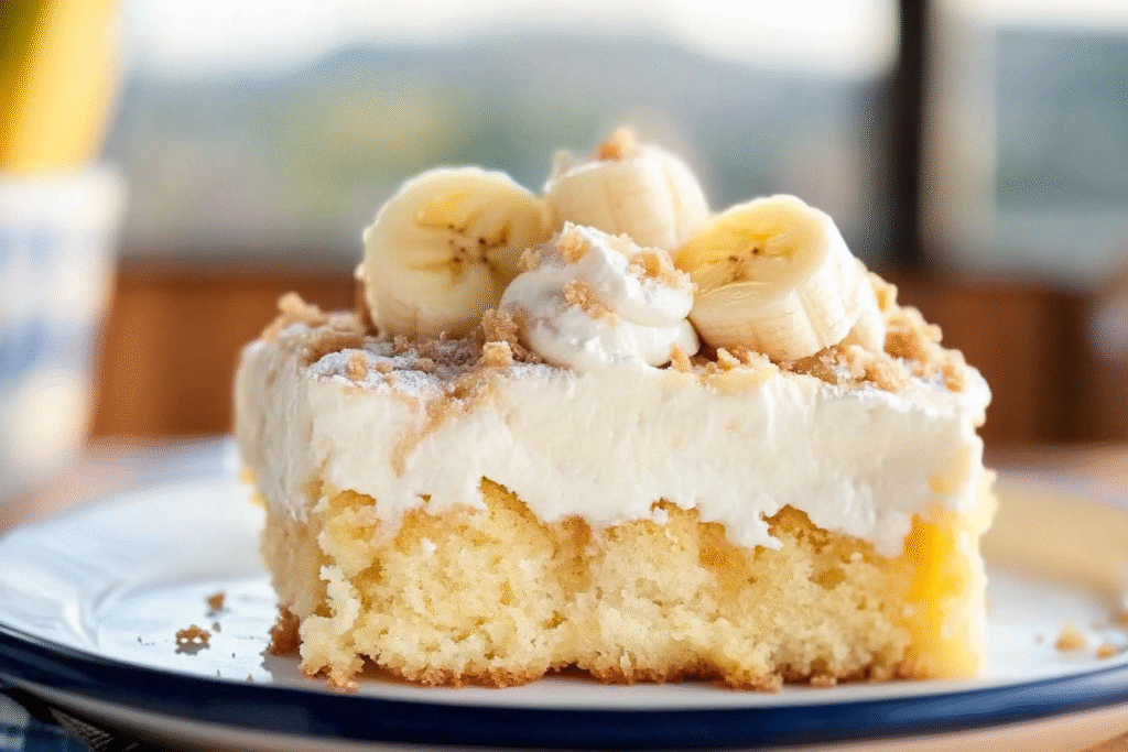banana pudding poke cake